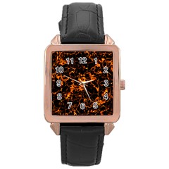 Fiery Ground Rose Gold Leather Watch  by Alisyart