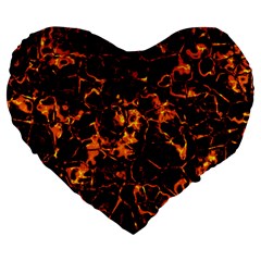 Fiery Ground Large 19  Premium Flano Heart Shape Cushions by Alisyart