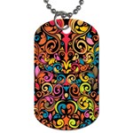 Chisel Carving Leaf Flower Color Rainbow Dog Tag (Two Sides) Front