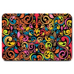 Chisel Carving Leaf Flower Color Rainbow Large Doormat 