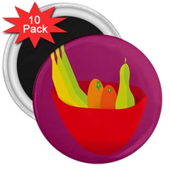 Fruitbowl Llustrations Fruit Banana Orange Guava 3  Magnets (10 Pack)  by Alisyart