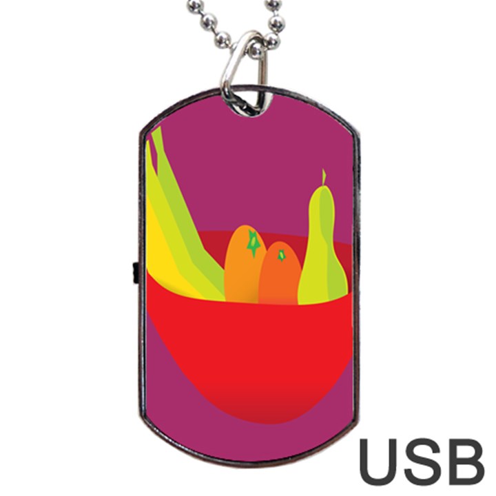 Fruitbowl Llustrations Fruit Banana Orange Guava Dog Tag USB Flash (Two Sides)