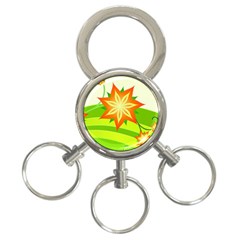 Graphics Summer Flower Floral Sunflower Star Orange Green Yellow 3-ring Key Chains