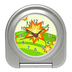 Graphics Summer Flower Floral Sunflower Star Orange Green Yellow Travel Alarm Clocks