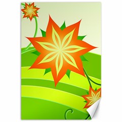 Graphics Summer Flower Floral Sunflower Star Orange Green Yellow Canvas 12  X 18  