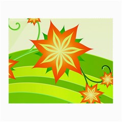 Graphics Summer Flower Floral Sunflower Star Orange Green Yellow Small Glasses Cloth (2-side) by Alisyart