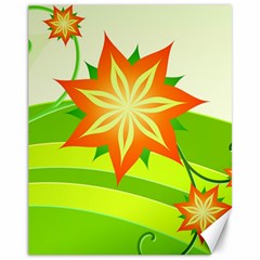 Graphics Summer Flower Floral Sunflower Star Orange Green Yellow Canvas 11  X 14  