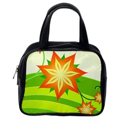 Graphics Summer Flower Floral Sunflower Star Orange Green Yellow Classic Handbags (one Side)