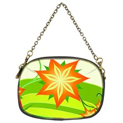 Graphics Summer Flower Floral Sunflower Star Orange Green Yellow Chain Purses (two Sides) 