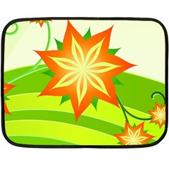 Graphics Summer Flower Floral Sunflower Star Orange Green Yellow Double Sided Fleece Blanket (mini) 