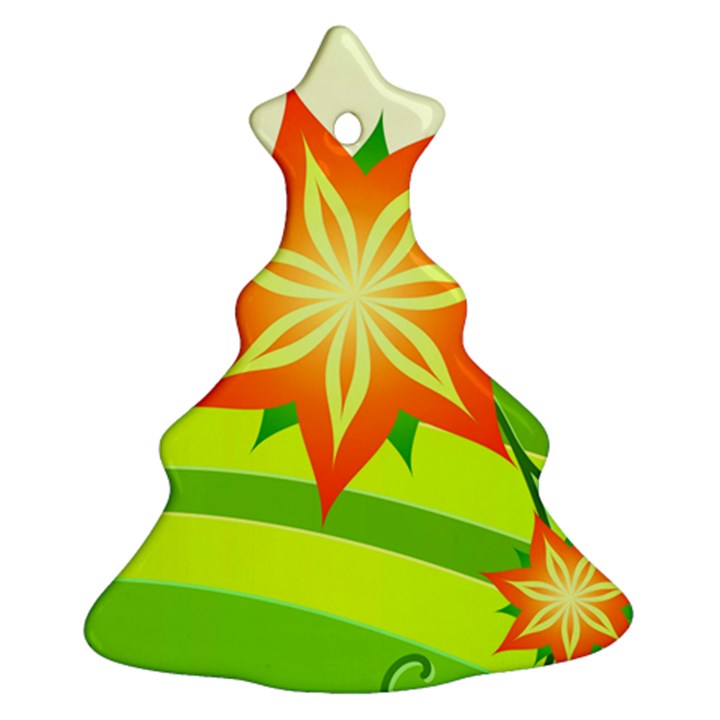 Graphics Summer Flower Floral Sunflower Star Orange Green Yellow Ornament (Christmas Tree) 