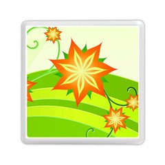 Graphics Summer Flower Floral Sunflower Star Orange Green Yellow Memory Card Reader (square)  by Alisyart