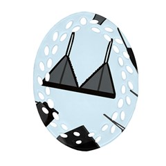 Grown Ups Guide To Underwear Opener Black Blue Oval Filigree Ornament (two Sides)