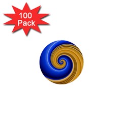 Golden Spiral Gold Blue Wave 1  Mini Buttons (100 Pack)  by Alisyart