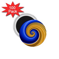 Golden Spiral Gold Blue Wave 1 75  Magnets (100 Pack)  by Alisyart