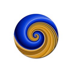 Golden Spiral Gold Blue Wave Rubber Coaster (round) 