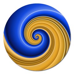 Golden Spiral Gold Blue Wave Magnet 5  (round)