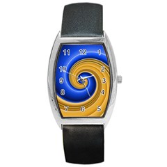 Golden Spiral Gold Blue Wave Barrel Style Metal Watch by Alisyart