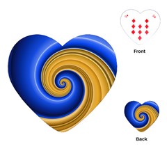 Golden Spiral Gold Blue Wave Playing Cards (heart)  by Alisyart