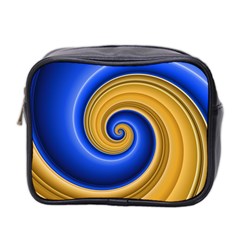 Golden Spiral Gold Blue Wave Mini Toiletries Bag 2-side by Alisyart