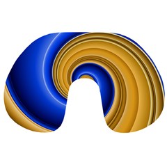 Golden Spiral Gold Blue Wave Travel Neck Pillows by Alisyart