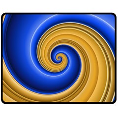 Golden Spiral Gold Blue Wave Double Sided Fleece Blanket (medium)  by Alisyart