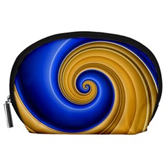 Golden Spiral Gold Blue Wave Accessory Pouches (large)  by Alisyart