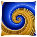 Golden Spiral Gold Blue Wave Large Flano Cushion Case (Two Sides) Front