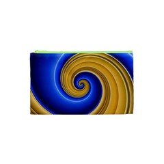 Golden Spiral Gold Blue Wave Cosmetic Bag (xs) by Alisyart