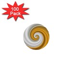Golden Spiral Gold White Wave 1  Mini Buttons (100 pack)  Front
