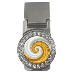 Golden Spiral Gold White Wave Money Clips (cz) 