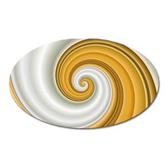 Golden Spiral Gold White Wave Oval Magnet by Alisyart