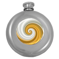 Golden Spiral Gold White Wave Round Hip Flask (5 Oz)