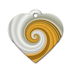 Golden Spiral Gold White Wave Dog Tag Heart (one Side)