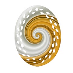 Golden Spiral Gold White Wave Oval Filigree Ornament (two Sides)