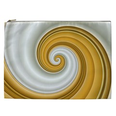 Golden Spiral Gold White Wave Cosmetic Bag (xxl) 