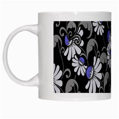 Flourish Floral Purple Grey Black Flower White Mugs by Alisyart