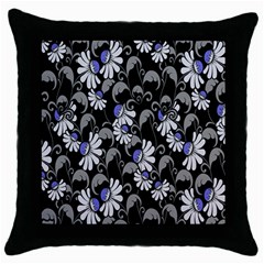 Flourish Floral Purple Grey Black Flower Throw Pillow Case (black) by Alisyart