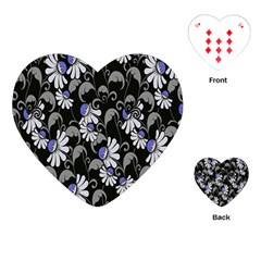 Flourish Floral Purple Grey Black Flower Playing Cards (heart)  by Alisyart