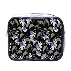 Flourish Floral Purple Grey Black Flower Mini Toiletries Bags by Alisyart