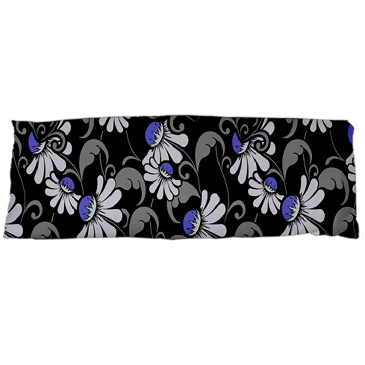 Flourish Floral Purple Grey Black Flower Body Pillow Case (Dakimakura)