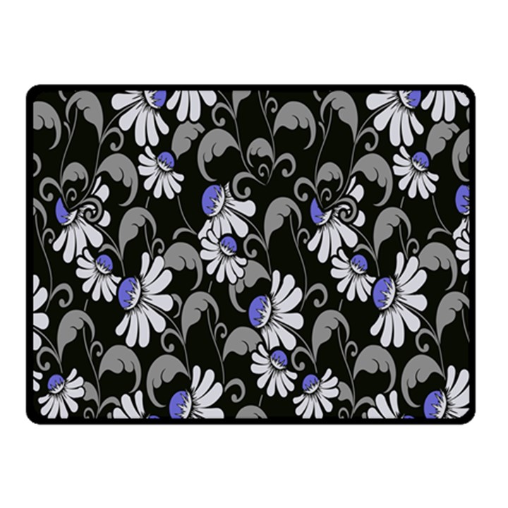 Flourish Floral Purple Grey Black Flower Double Sided Fleece Blanket (Small) 