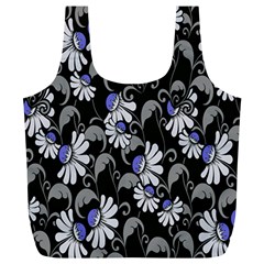 Flourish Floral Purple Grey Black Flower Full Print Recycle Bags (l)  by Alisyart