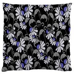 Flourish Floral Purple Grey Black Flower Large Flano Cushion Case (one Side) by Alisyart