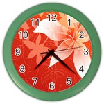 Lily Flowers Graphic White Orange Color Wall Clocks Front