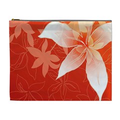 Lily Flowers Graphic White Orange Cosmetic Bag (xl) by Alisyart