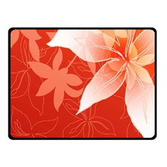 Lily Flowers Graphic White Orange Fleece Blanket (small)