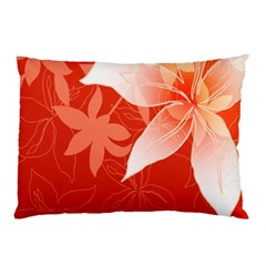 Lily Flowers Graphic White Orange Pillow Case (two Sides)