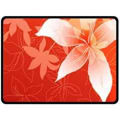 Lily Flowers Graphic White Orange Double Sided Fleece Blanket (large) 