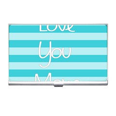 Love You Mom Stripes Line Blue Business Card Holders by Alisyart